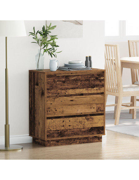 Comodino  con LED in Legno Antico 71x34,5x75 cm in Legno Ingenerizzato