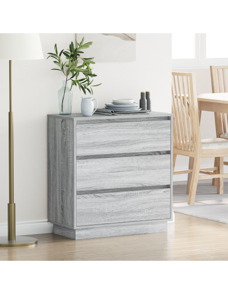 Comodino  con LED Grigio Sonoma 71x34,5x75 cm Legno ingegnerizzato