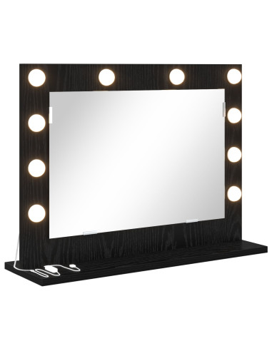 Specchio da Vanità Rettangolare Rovere Nero 60 x 45 x 18 cm