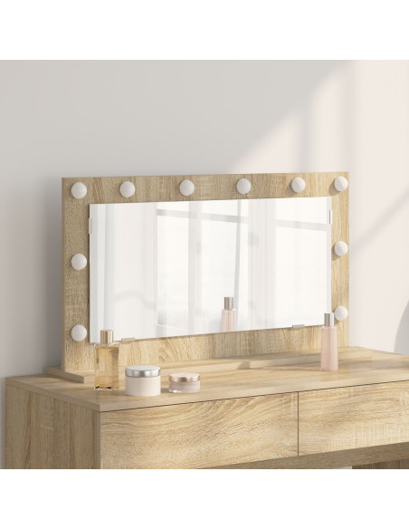Specchio da Vanità Rettangolare Rovere Sonoma 80 x 45 x 18 cm