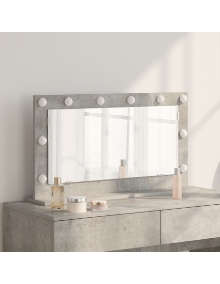 Specchio da Vanità Rettangolare Grigio cemento 80 x 45 x 18 cm