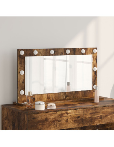 Specchio da Vanità Rettangolare Rovere fumé 80 x 45 x 18 cm