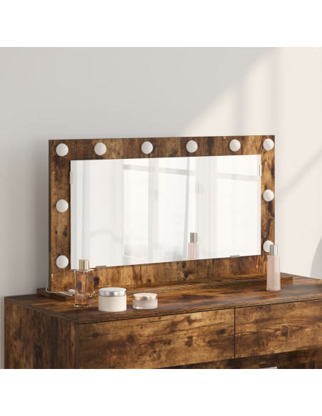 Specchio da Toeletta  Rovere Affumicato, Argento Legno, vetro