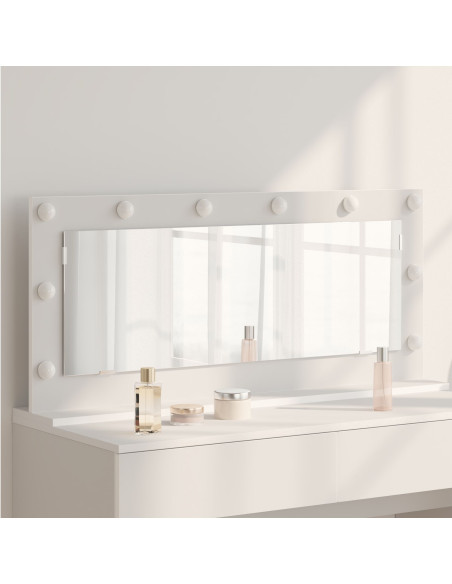 Specchio da Vanità Rettangolare Bianco 100 x 45 x 18 cm