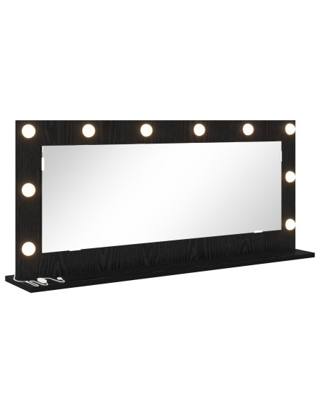 Specchio da Vanità Rettangolare Rovere Nero 100 x 45 x 18 cm