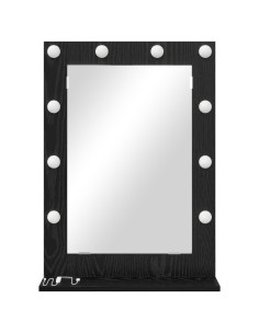 Specchio da Vanità Rettangolare Rovere Nero 70 x 50 x 18 cm