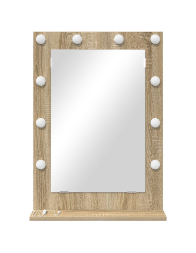 Specchio da Vanità Rettangolare Rovere Sonoma 70 x 50 x 18 cm