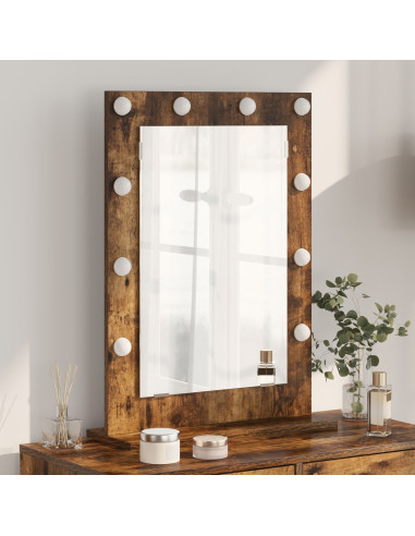 Specchio da Vanità Rettangolare Rovere fumé 70 x 50 x 18 cm