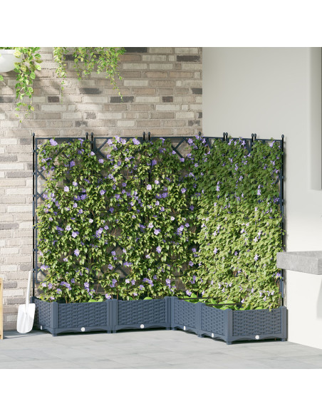 Vaso da Giardino  con Trellis 5 pz Grigio 120x120x125.5 cm