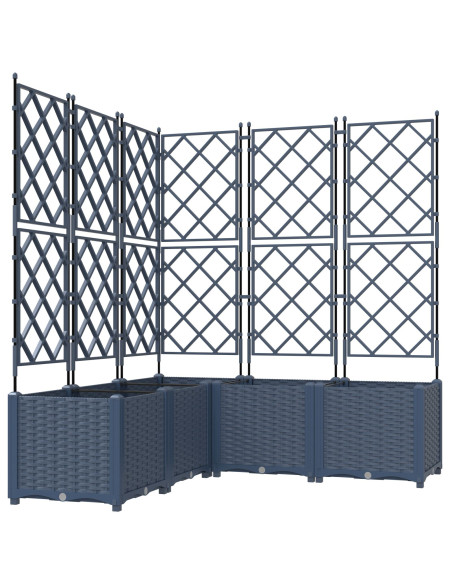 Vaso da Giardino con Traliccio 5 pz Grigio 120x120x143 cm