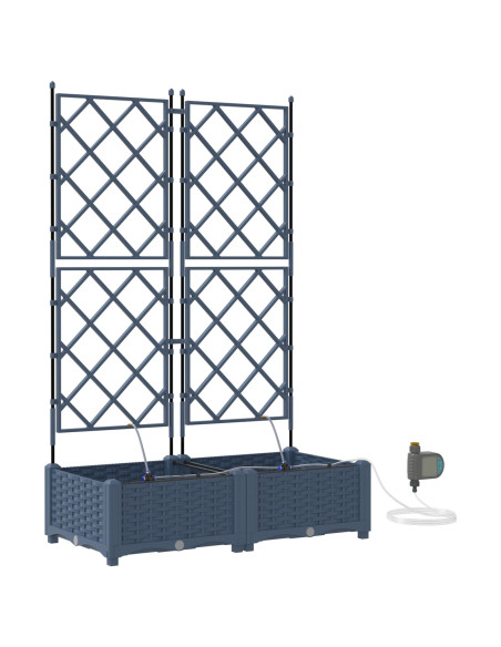 Fioriere da giardino  con sistema di irrigazione 2 pz Grigio