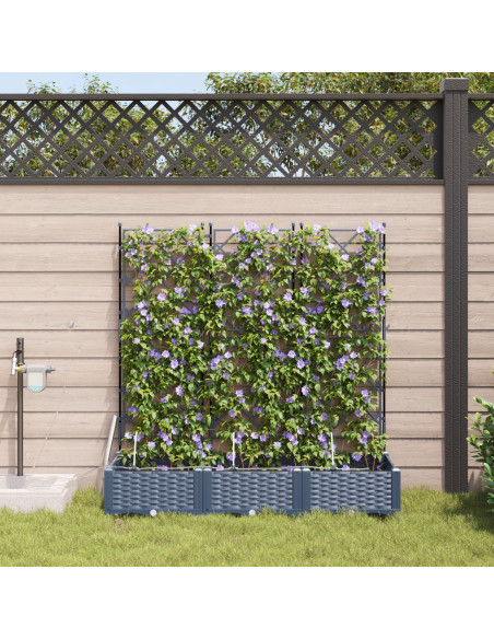 Vasi da Giardino con Sistema di Irrigazione 3 pcs Grigio