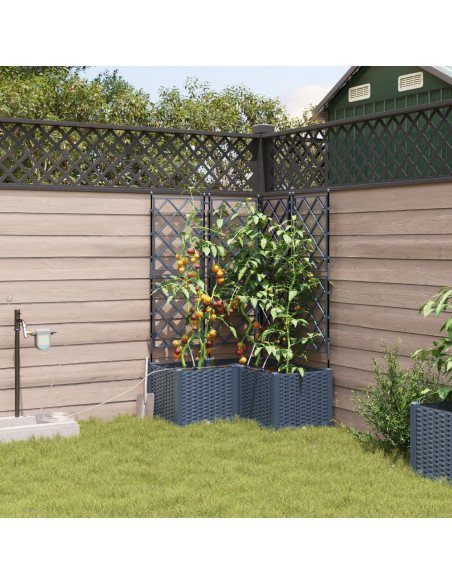Fioriere da Giardino con Sistema di Irrigazione 3 pcs Grigio