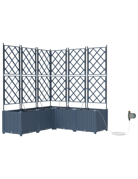 Fioriere da Giardino con Sistema di Irrigazione 5 pz Grigio