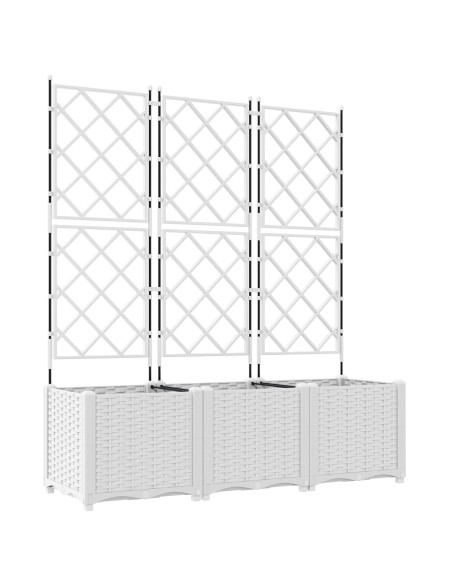 Fioriera  con Graticcio 3 pz Bianca 120x40x143 cm