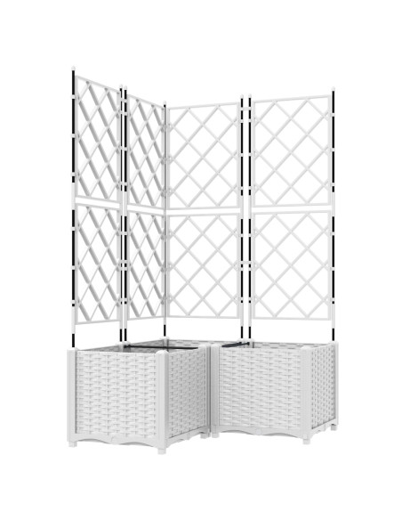 Fioriera da giardino  con traliccio 3 pz Bianca 80x80x143 cm