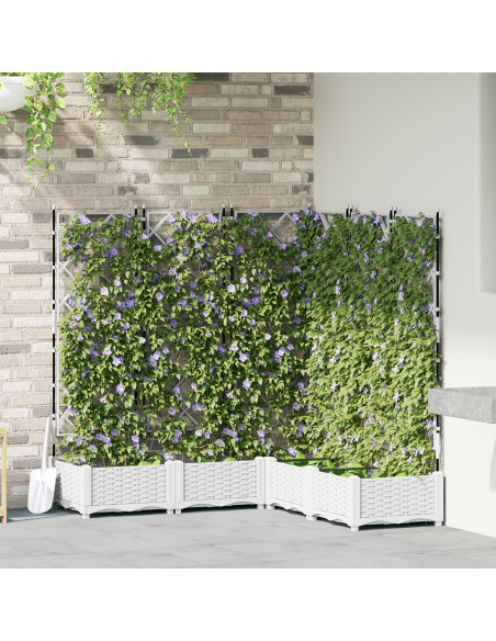 Fioriera da Giardino con Trellis 5 pcs Bianca 120x120x125.5 cm