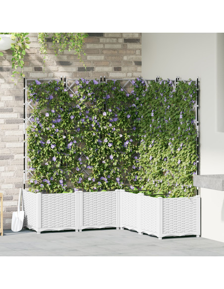 Piantana da giardino con trellis 5 pcs Bianca 120x120x143 cm