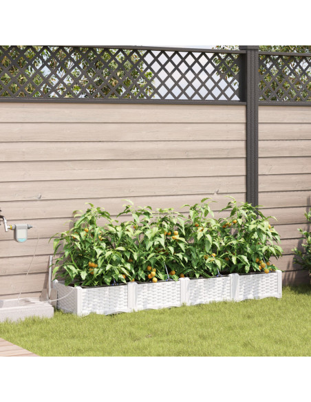 Fioriere da Giardino con Sistema di Irrigazione 4 pezzi Bianco