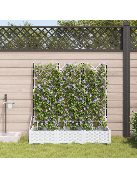 Fioriere  con sistema di irrigazione 3 pezzi Bianco