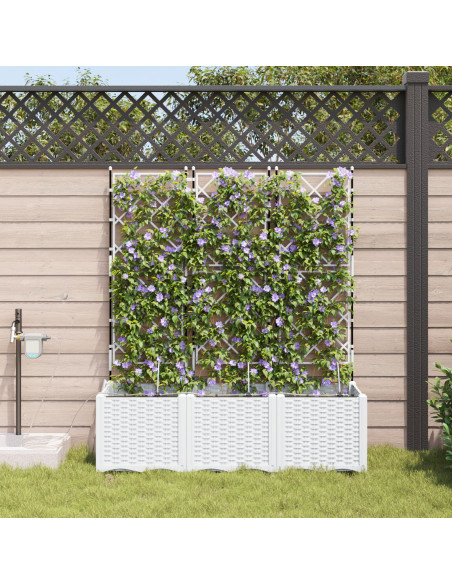 Piantane da Giardino  con Sistema di Irrigazione 3 pz Bianco