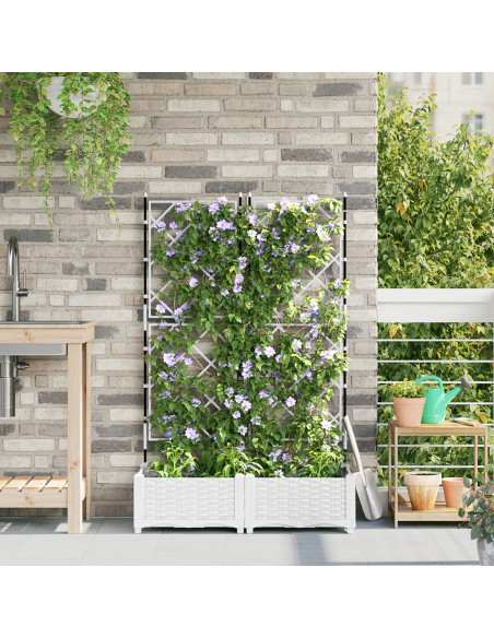 Vaso da giardino 2 pcs Bianco 80 x 40 x 125,5 cm Acciaio