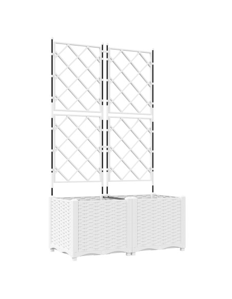 Fioriera da giardino  con trellis 2 pezzi bianca 80x40x143 cm