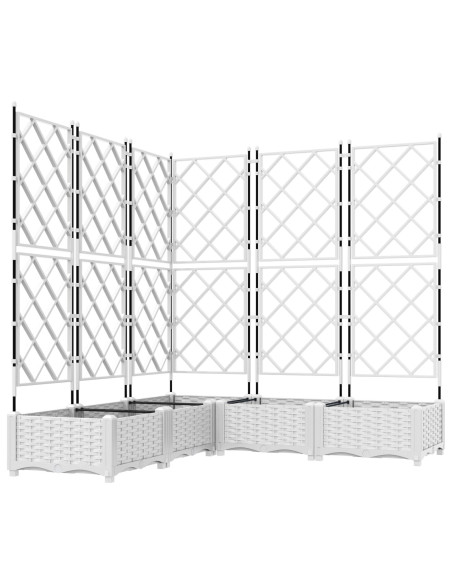 Fioriera da Giardino con Trellis 5 pcs Bianca 120x120x125.5 cm