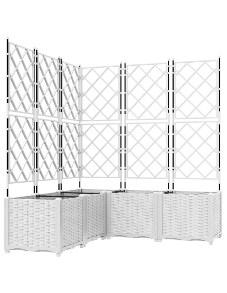Piantana da giardino con trellis 5 pcs Bianca 120x120x143 cm
