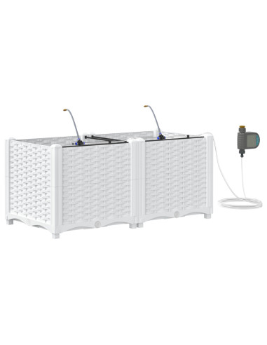 Vaso da giardino 2 pcs Bianco Acciaio