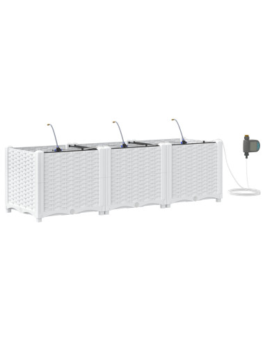 Vaso da giardino 3 pcs Bianco Acciaio