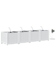 Vaso da giardino 4 pcs Bianco Acciaio