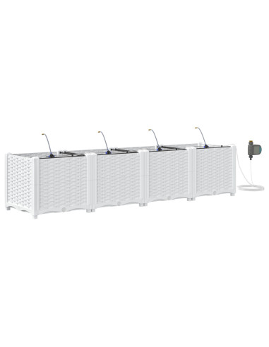 Vaso da giardino 4 pcs Bianco Acciaio