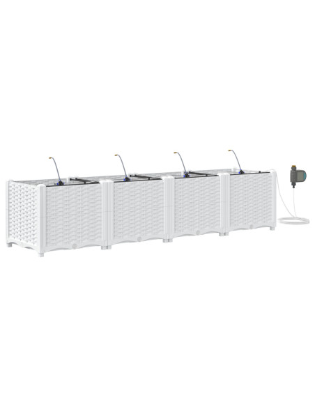 Vaso da giardino 4 pcs Bianco Acciaio