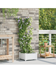 Vaso da giardino Bianco 40 x 40 x 126 cm Acciaio