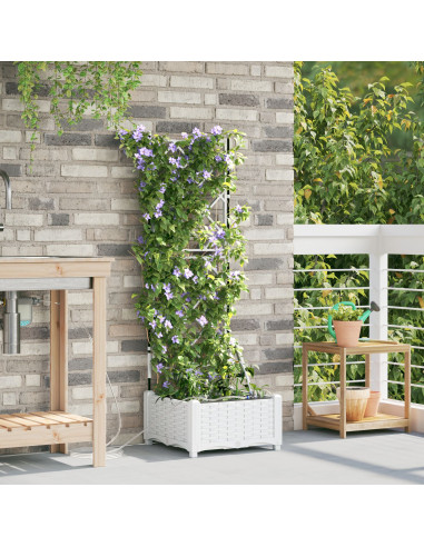 Vaso da giardino Bianco 40 x 40 x 126 cm Acciaio