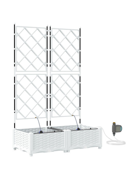 Vaso da giardino 2 pcs Bianco Acciaio