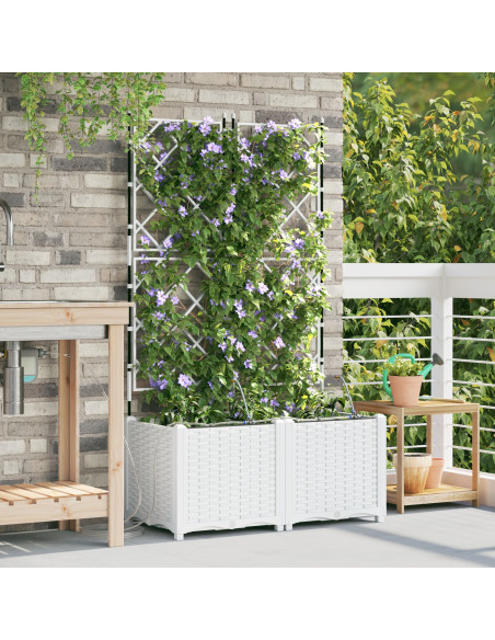 Vaso da giardino 2 pcs Bianco Acciaio