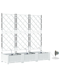 Vaso da giardino 3 pcs Bianco Acciaio