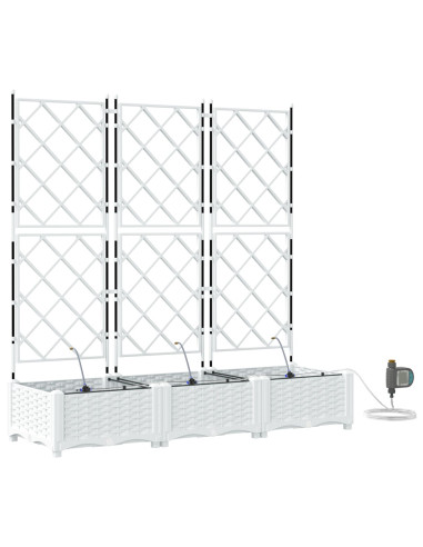 Vaso da giardino 3 pcs Bianco Acciaio