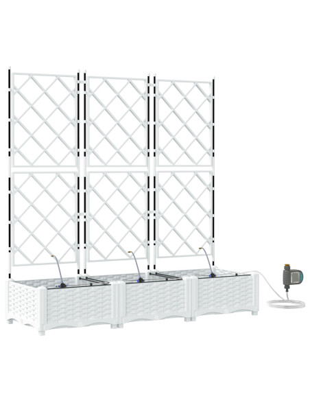 Vaso da giardino 3 pcs Bianco Acciaio