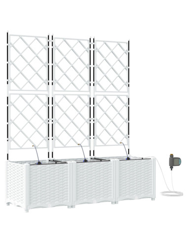 Vaso da giardino 3 pcs Bianco Acciaio