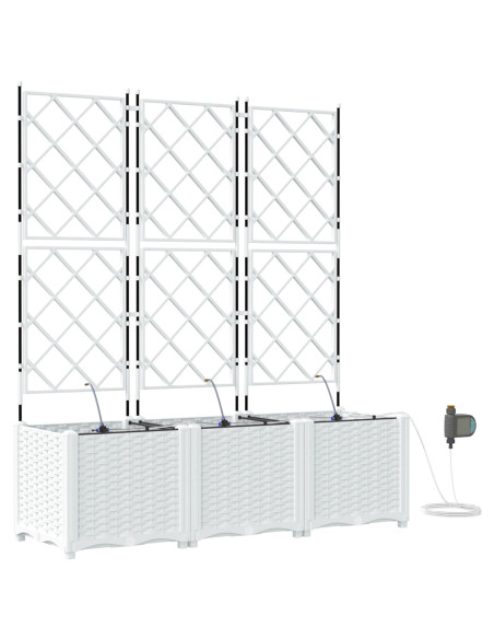 Vaso da giardino 3 pcs Bianco Acciaio