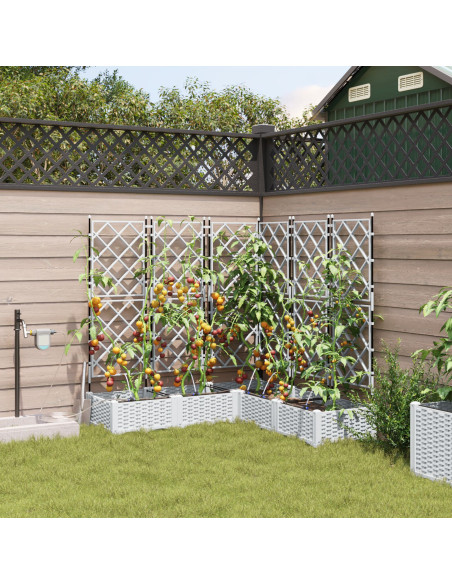 Vasi da Giardino con Sistema di Irrigazione 5 pz Bianco