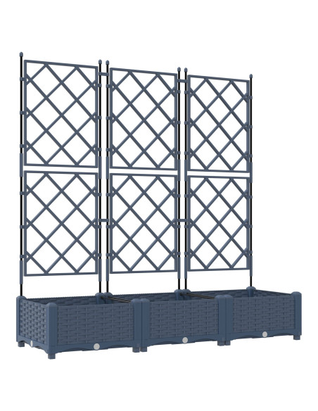 Vaso da Giardino  con Trellis 3 pz Grigio 120x40x125.5 cm