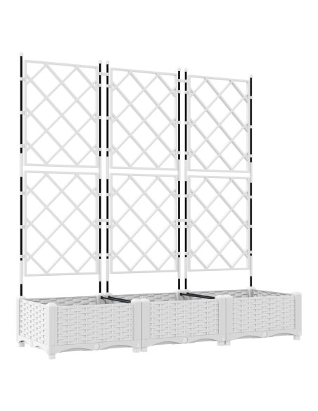 Vaso da Giardino  con Trellis 3 pcs Bianco 120x40x125.5 cm