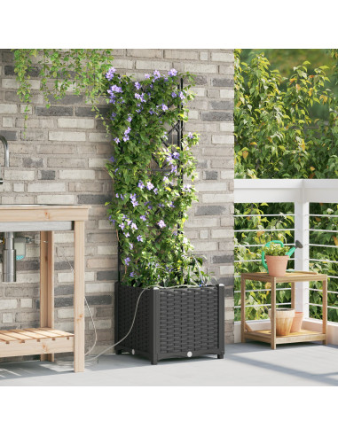 Vaso da giardino Nero 40 x 40 x 142 cm Acciaio