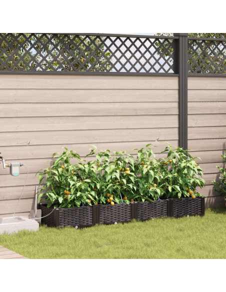 Vaso da giardino 4 pcs Marrone Acciaio