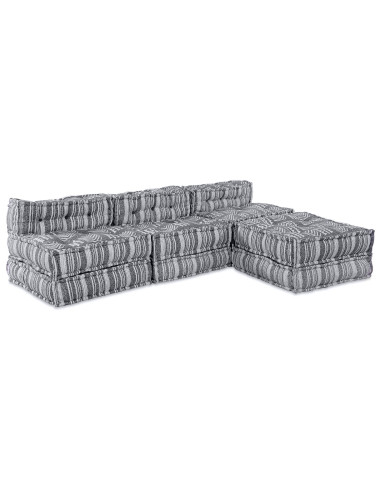 Divano modulare 4 pcs Stampa Grigia Tessuto