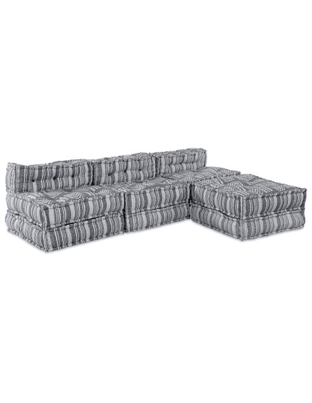 Pouf modulare 4 posti che si trasforma in tessuto grigio chiaro